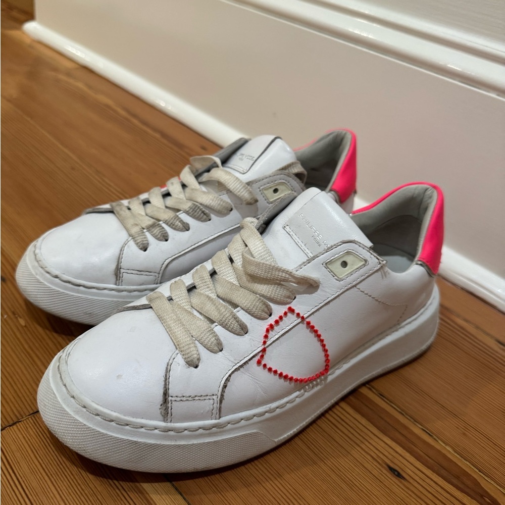 Philippe Model White and Pink Sneakers